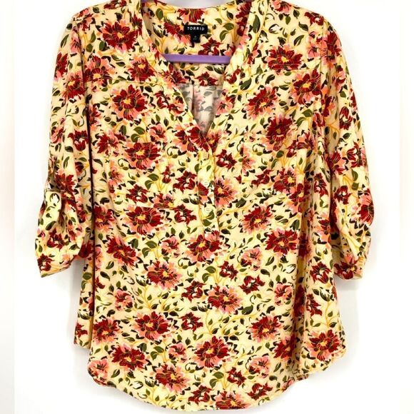 Torrid Harper Rayon Floral Print Top Size 0/L - Picture 4 of 10
